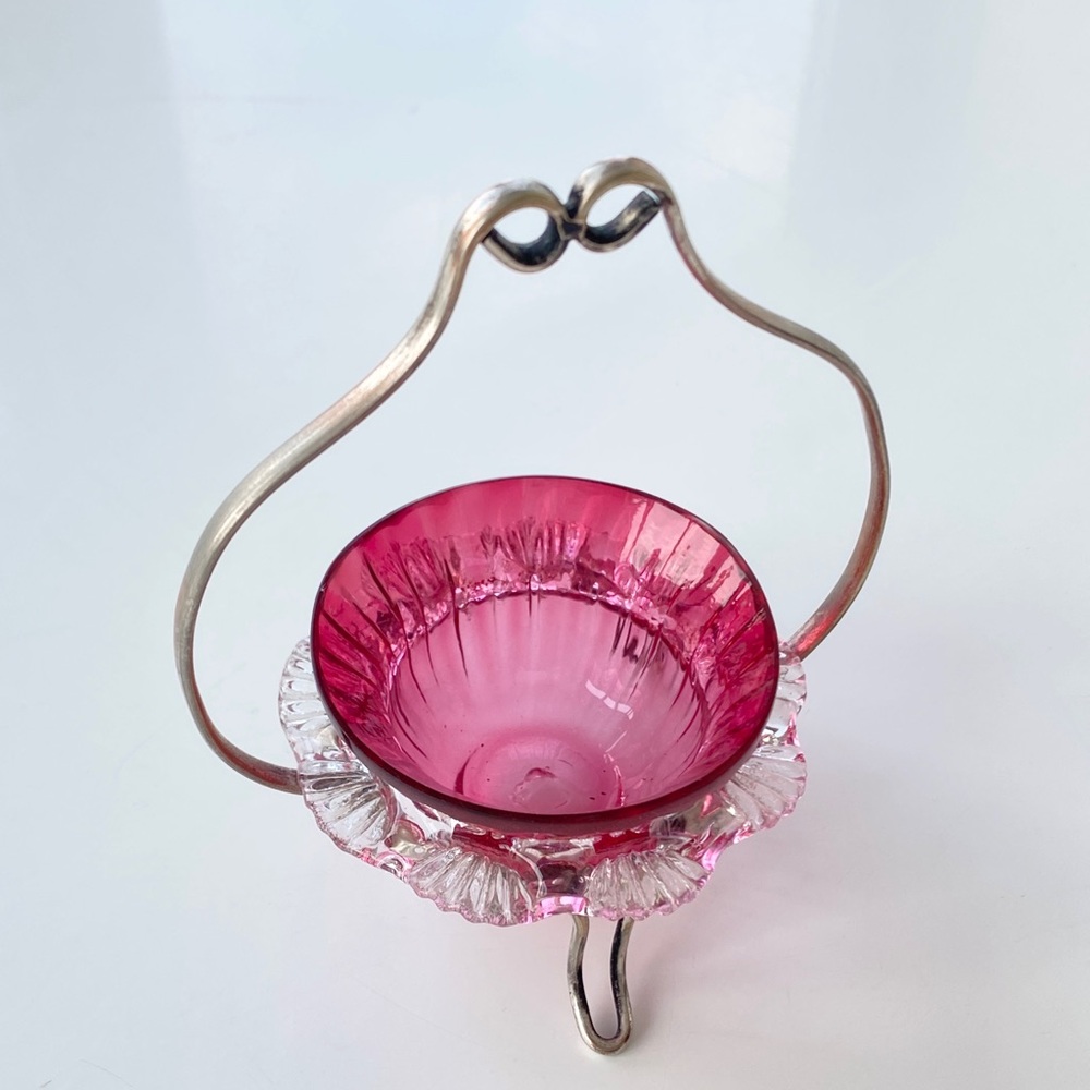 Antique Cranberry Glass Sugar Bowl